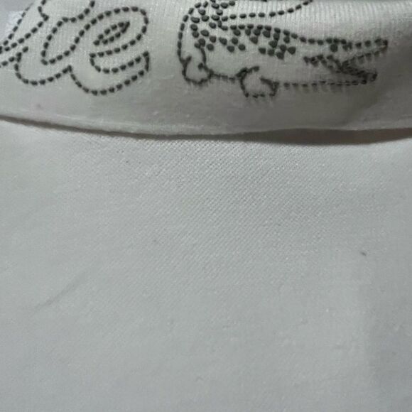 LACOSTE SLIM FIT LETTERED COLLAR SINGLE STRIPE POLO SHIRT WHITE/TAN S - Picture 9 of 13